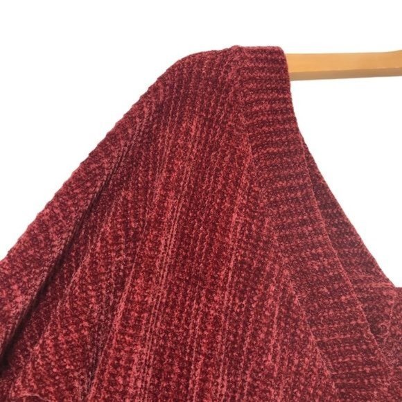 SPRING HAZE Burgundy Chenille Cropped Balloon Sleeve Sweater Top Size Small - Picture 8 of 12